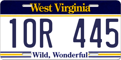 WV license plate 1OR445