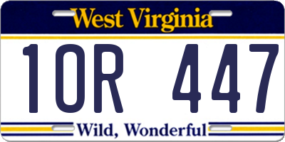 WV license plate 1OR447