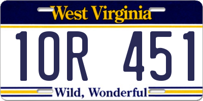 WV license plate 1OR451