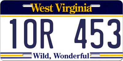 WV license plate 1OR453