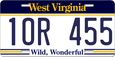 WV license plate 1OR455