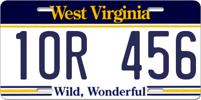 WV license plate 1OR456