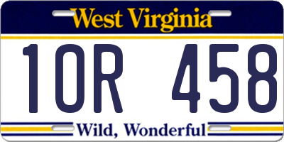 WV license plate 1OR458