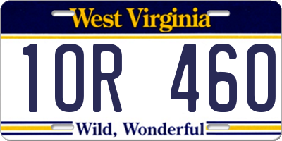 WV license plate 1OR460