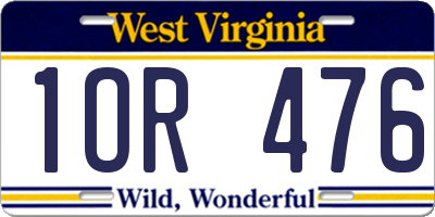 WV license plate 1OR476