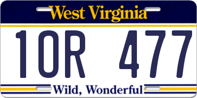 WV license plate 1OR477