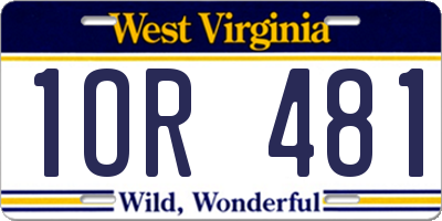WV license plate 1OR481