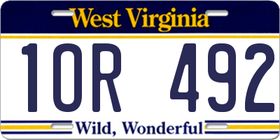 WV license plate 1OR492