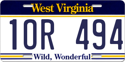 WV license plate 1OR494