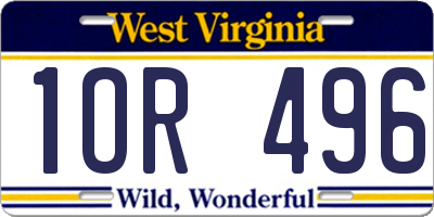 WV license plate 1OR496