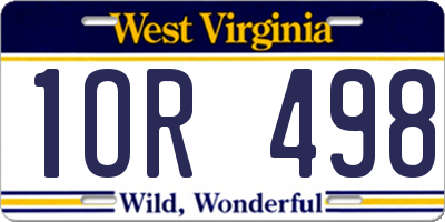 WV license plate 1OR498