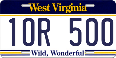 WV license plate 1OR500