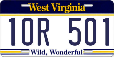 WV license plate 1OR501