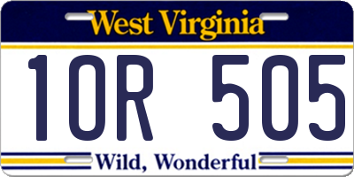 WV license plate 1OR505