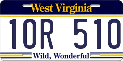 WV license plate 1OR510