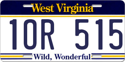 WV license plate 1OR515