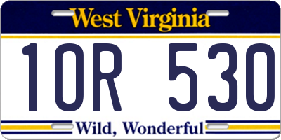 WV license plate 1OR530
