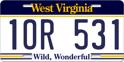 WV license plate 1OR531