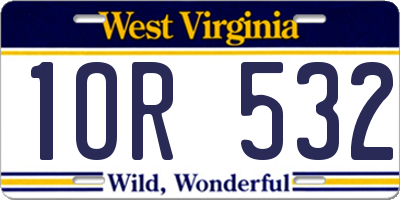 WV license plate 1OR532
