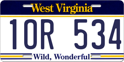 WV license plate 1OR534