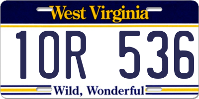 WV license plate 1OR536