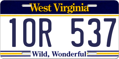 WV license plate 1OR537