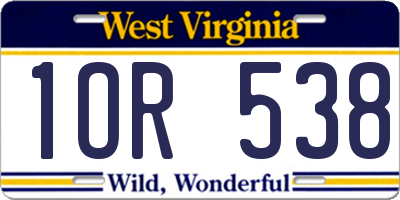 WV license plate 1OR538