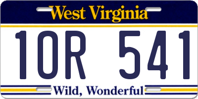 WV license plate 1OR541