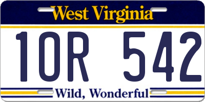 WV license plate 1OR542