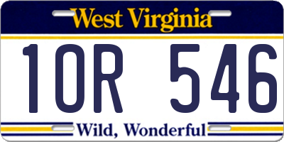 WV license plate 1OR546