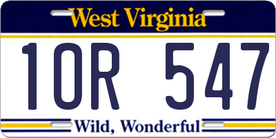 WV license plate 1OR547
