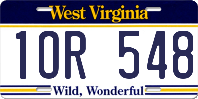 WV license plate 1OR548