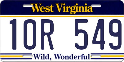 WV license plate 1OR549