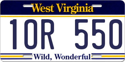 WV license plate 1OR550
