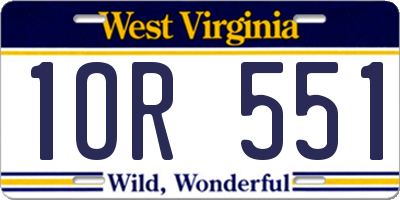 WV license plate 1OR551