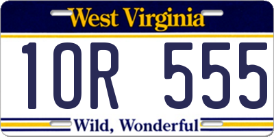 WV license plate 1OR555