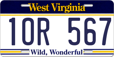 WV license plate 1OR567
