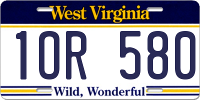 WV license plate 1OR580