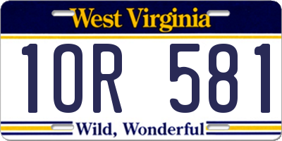 WV license plate 1OR581