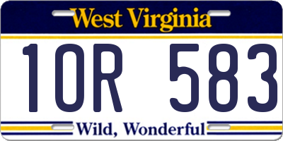 WV license plate 1OR583