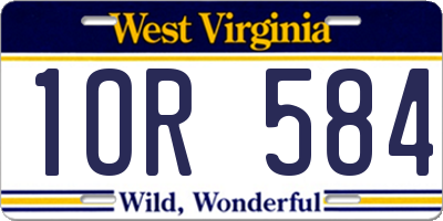 WV license plate 1OR584