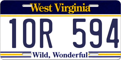 WV license plate 1OR594