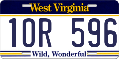 WV license plate 1OR596