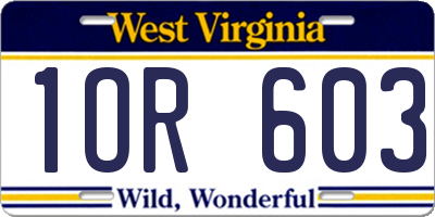 WV license plate 1OR603