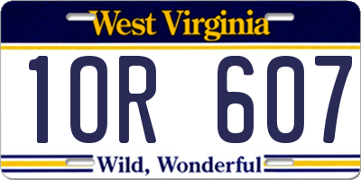 WV license plate 1OR607