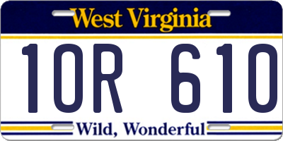 WV license plate 1OR610