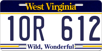 WV license plate 1OR612