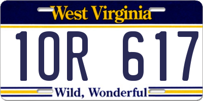 WV license plate 1OR617
