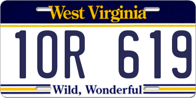 WV license plate 1OR619