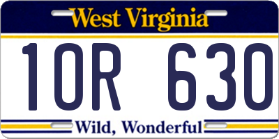 WV license plate 1OR630
